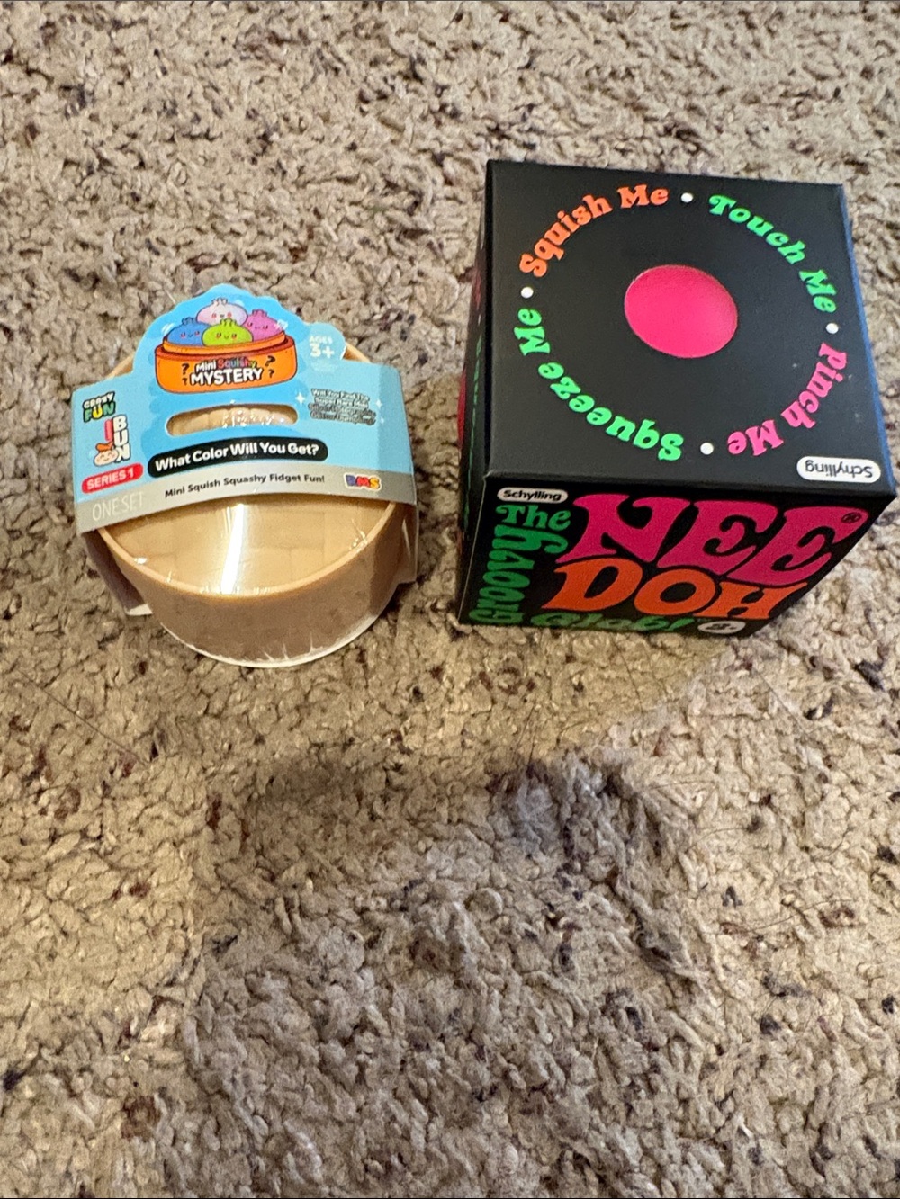 Neon Doh Squish Toy Bundle - Black Box with Hot Pink Accent and mini dumpling